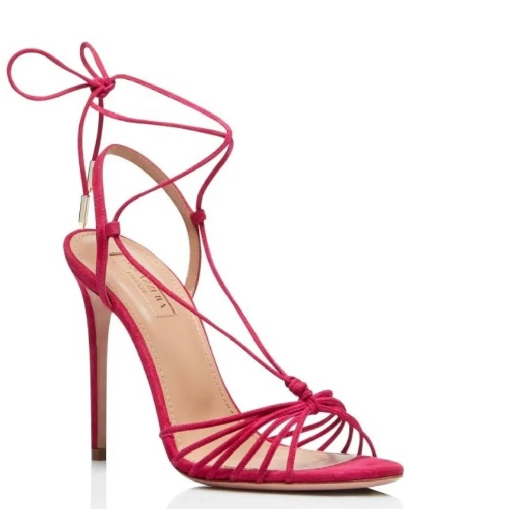 Aquazzura Magenta Suede Whisper Sandal 105 NIB Sz US9 / IT39